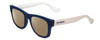 Profile View of Havaianas PARATY/M Designer Polarized Reading Sunglasses with Custom Cut Powered Amber Brown Lenses in Blue White Unisex Classic Full Rim Acetate 50 mm