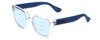 Profile View of Havaianas PARATY/L Designer Progressive Lens Blue Light Blocking Eyeglasses in Crystal Clear Blue Unisex Classic Full Rim Acetate 52 mm with Progressive Blue Light Lens Functionality illustration laid over the lens