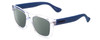 Profile View of Havaianas PARATY/L Designer Polarized Sunglasses with Custom Cut Smoke Grey Lenses in Crystal Clear Blue Unisex Classic Full Rim Acetate 52 mm