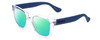 Profile View of Havaianas PARATY/L Designer Polarized Reading Sunglasses with Custom Cut Powered Green Mirror Lenses in Crystal Clear Blue Unisex Classic Full Rim Acetate 52 mm