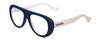 Profile View of Havaianas RIO/M Designer Reading Eye Glasses in Matte Blue White Unisex Retro Full Rim Acetate 54 mm
