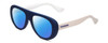 Profile View of Havaianas RIO/M Designer Polarized Sunglasses with Custom Cut Blue Mirror Lenses in Matte Blue White Unisex Retro Full Rim Acetate 54 mm