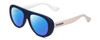 Profile View of Havaianas RIO/M Designer Polarized Reading Sunglasses with Custom Cut Powered Blue Mirror Lenses in Matte Blue White Unisex Retro Full Rim Acetate 54 mm