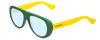Profile View of Havaianas RIO/M Designer Progressive Lens Blue Light Blocking Eyeglasses in Matte Green Yellow Unisex Retro Full Rim Acetate 54 mm
