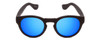 Front View of Havaianas TRANCOSO/M Round Sunglasses Matte Black & Blue Multi-Layer Mirror 49mm