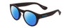 Profile View of Havaianas TRANCOSO/M Designer Polarized Sunglasses with Custom Cut Blue Mirror Lenses in Matte Black Unisex Round Full Rim Acetate 49 mm