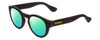 Profile View of Havaianas TRANCOSO/M Designer Polarized Reading Sunglasses with Custom Cut Powered Green Mirror Lenses in Matte Black Unisex Round Full Rim Acetate 49 mm