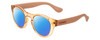 Profile View of Havaianas TRANCOSO/M Designer Polarized Reading Sunglasses with Custom Cut Powered Blue Mirror Lenses in Salmon Crystal Peach Unisex Round Full Rim Acetate 49 mm