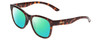 Profile View of Smith Optics Caper Designer Polarized Reading Sunglasses with Custom Cut Powered Green Mirror Lenses in Tortoise Havana Brown Gold Ladies Cateye Full Rim Acetate 53 mm