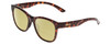 Profile View of Smith Optics Caper Designer Polarized Reading Sunglasses with Custom Cut Powered Sun Flower Yellow Lenses in Tortoise Havana Brown Gold Ladies Cateye Full Rim Acetate 53 mm