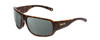 Profile View of Smith Optics Castaway Designer Polarized Reading Sunglasses with Custom Cut Powered Smoke Grey Lenses in Tortoise Havana Brown Gold Unisex Wrap Full Rim Acetate 63 mm