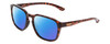 Profile View of Smith Optics Contour Designer Polarized Reading Sunglasses with Custom Cut Powered Blue Mirror Lenses in Tortoise Havana Gold Unisex Square Full Rim Acetate 56 mm