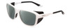 Profile View of Smith Optics Embark Designer Polarized Sunglasses with Custom Cut Smoke Grey Lenses in White Unisex Wrap Full Rim Acetate 58 mm