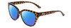Profile View of Smith Optics Era Designer Polarized Reading Sunglasses with Custom Cut Powered Blue Mirror Lenses in Vintage Tortoise Havana Gold Ladies Cateye Full Rim Acetate 55 mm
