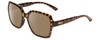 Profile View of Smith Optics Flare Designer Polarized Reading Sunglasses with Custom Cut Powered Amber Brown Lenses in Vintage Tortoise Havana Gold Ladies Oversized Full Rim Acetate 57 mm