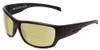 Profile View of Smith Optics Frontman Elite Designer Polarized Reading Sunglasses with Custom Cut Powered Sun Flower Yellow Lenses in Gloss Black Unisex Wrap Full Rim Acetate 61 mm