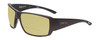 Profile View of Smith Optics Guides Choice Designer Polarized Reading Sunglasses with Custom Cut Powered Sun Flower Yellow Lenses in Matte Black  Unisex Rectangle Full Rim Acetate 62 mm
