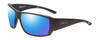 Profile View of Smith Optics Guides Choice Designer Polarized Reading Sunglasses with Custom Cut Powered Blue Mirror Lenses in Matte Black  Unisex Rectangle Full Rim Acetate 62 mm