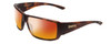 Profile View of Smith Optics Guides Choice Designer Polarized Sunglasses with Custom Cut Red Mirror Lenses in Matte Tortoise Havana Brown Gold Unisex Rectangle Full Rim Acetate 62 mm