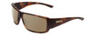 Profile View of Smith Optics Guides Choice Designer Polarized Sunglasses with Custom Cut Amber Brown Lenses in Matte Tortoise Havana Brown Gold Unisex Rectangle Full Rim Acetate 62 mm