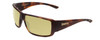 Profile View of Smith Optics Guides Choice Designer Polarized Reading Sunglasses with Custom Cut Powered Sun Flower Yellow Lenses in Matte Tortoise Havana Brown Gold Unisex Rectangle Full Rim Acetate 62 mm