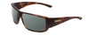 Profile View of Smith Optics Guides Choice Designer Polarized Sunglasses with Custom Cut Smoke Grey Lenses in Matte Tortoise Havana Gold Unisex Rectangle Full Rim Acetate 62 mm