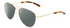 Profile View of Smith Optics Layback Designer Polarized Reading Sunglasses with Custom Cut Powered Smoke Grey Lenses in Gold Unisex Aviator Full Rim Metal 60 mm