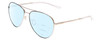 Profile View of Smith Optics Layback Designer Progressive Lens Blue Light Blocking Eyeglasses in Silver Unisex Aviator Full Rim Metal 60 mm with Progressive Blue Light Lens Functionality illustration laid on top of the lens