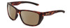 Profile View of Smith Optics Longfin Designer Polarized Sunglasses with Custom Cut Amber Brown Lenses in Matte Tortoise Havana Gold Unisex Wrap Full Rim Acetate 59 mm