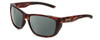 Profile View of Smith Optics Longfin Designer Polarized Sunglasses with Custom Cut Smoke Grey Lenses in Matte Tortoise Havana Gold Unisex Wrap Full Rim Acetate 59 mm