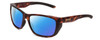 Profile View of Smith Optics Longfin Designer Polarized Reading Sunglasses with Custom Cut Powered Blue Mirror Lenses in Matte Tortoise Havana Gold Unisex Wrap Full Rim Acetate 59 mm
