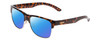 Profile View of Smith Optics Lowdown Split Designer Polarized Sunglasses with Custom Cut Blue Mirror Lenses in Tortoise Havana Brown Gold Unisex Classic Semi-Rimless Acetate 56 mm