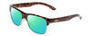 Profile View of Smith Optics Lowdown Split Designer Polarized Reading Sunglasses with Custom Cut Powered Green Mirror Lenses in Tortoise Havana Brown Gold Unisex Classic Semi-Rimless Acetate 56 mm