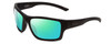 Profile View of Smith Optics Outback Designer Polarized Reading Sunglasses with Custom Cut Powered Green Mirror Lenses in Matte Black Unisex Square Full Rim Acetate 59 mm