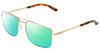 Profile View of Smith Optics Outcome Designer Polarized Reading Sunglasses with Custom Cut Powered Green Mirror Lenses in Gold Tortoise Unisex Aviator Full Rim Metal 59 mm