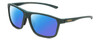 Profile View of Smith Optics Pinpoint Designer Polarized Sunglasses with Custom Cut Blue Mirror Lenses in Matte Spruce Green Unisex Square Full Rim Acetate 59 mm