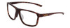 Profile View of Smith Optics Pinpoint Designer Progressive Lens Blue Light Blocking Eyeglasses in Matte Tortoise Havana Gold Unisex Square Full Rim Acetate 59 mm with Progressive Blue Light Lens Functionality illustration laid on top of the lens