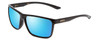 Profile View of Smith Optics Riptide Designer Polarized Sunglasses with Custom Cut Blue Mirror Lenses in Gloss Black Unisex Rectangle Full Rim Acetate 57 mm