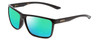 Profile View of Smith Optics Riptide Designer Polarized Reading Sunglasses with Custom Cut Powered Green Mirror Lenses in Gloss Black Unisex Rectangle Full Rim Acetate 57 mm