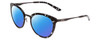 Profile View of Smith Optics Somerset Designer Polarized Sunglasses with Custom Cut Blue Mirror Lenses in Black Marble Tortoise Ladies Cateye Full Rim Stainless Steel 53 mm