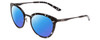 Profile View of Smith Optics Somerset Designer Polarized Reading Sunglasses with Custom Cut Powered Blue Mirror Lenses in Black Marble Tortoise Ladies Cateye Full Rim Stainless Steel 53 mm