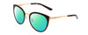 Profile View of Smith Optics Somerset Designer Polarized Reading Sunglasses with Custom Cut Powered Green Mirror Lenses in Tortoise Havana Gold Ladies Cateye Full Rim Stainless Steel 53 mm