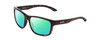 Profile View of Smith Optics Basecamp Designer Polarized Reading Sunglasses with Custom Cut Powered Green Mirror Lenses in Tortoise Havana Gold Unisex Square Full Rim Acetate 58 mm