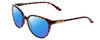 Profile View of Smith Optics Cheetah Designer Polarized Reading Sunglasses with Custom Cut Powered Blue Mirror Lenses in Tortoise Havana Gold Ladies Cateye Full Rim Acetate 54 mm