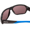 Close Up View of Smith Deckboss Unisex Sunglasses Black Blue/ChromaPop Polarized Blue Mirror 63mm