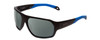 Profile View of Smith Optics Deckboss Designer Polarized Reading Sunglasses with Custom Cut Powered Smoke Grey Lenses in Matte Black Blue Unisex Rectangle Full Rim Acetate 63 mm