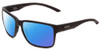 Profile View of Smith Optics Emerge Designer Polarized Sunglasses with Custom Cut Blue Mirror Lenses in Matte Black Unisex Square Full Rim Acetate 60 mm