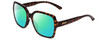 Profile View of Smith Optics Flare Designer Polarized Reading Sunglasses with Custom Cut Powered Green Mirror Lenses in Tortoise Havana Gold Ladies Oversized Full Rim Acetate 57 mm