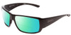 Profile View of Smith Optics Guides Choice Designer Polarized Reading Sunglasses with Custom Cut Powered Green Mirror Lenses in Gloss Black Unisex Rectangle Full Rim Acetate 62 mm