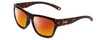 Profile View of Smith Optics Joya Designer Polarized Sunglasses with Custom Cut Red Mirror Lenses in Tortoise Havana Brown Gold Ladies Square Full Rim Acetate 56 mm